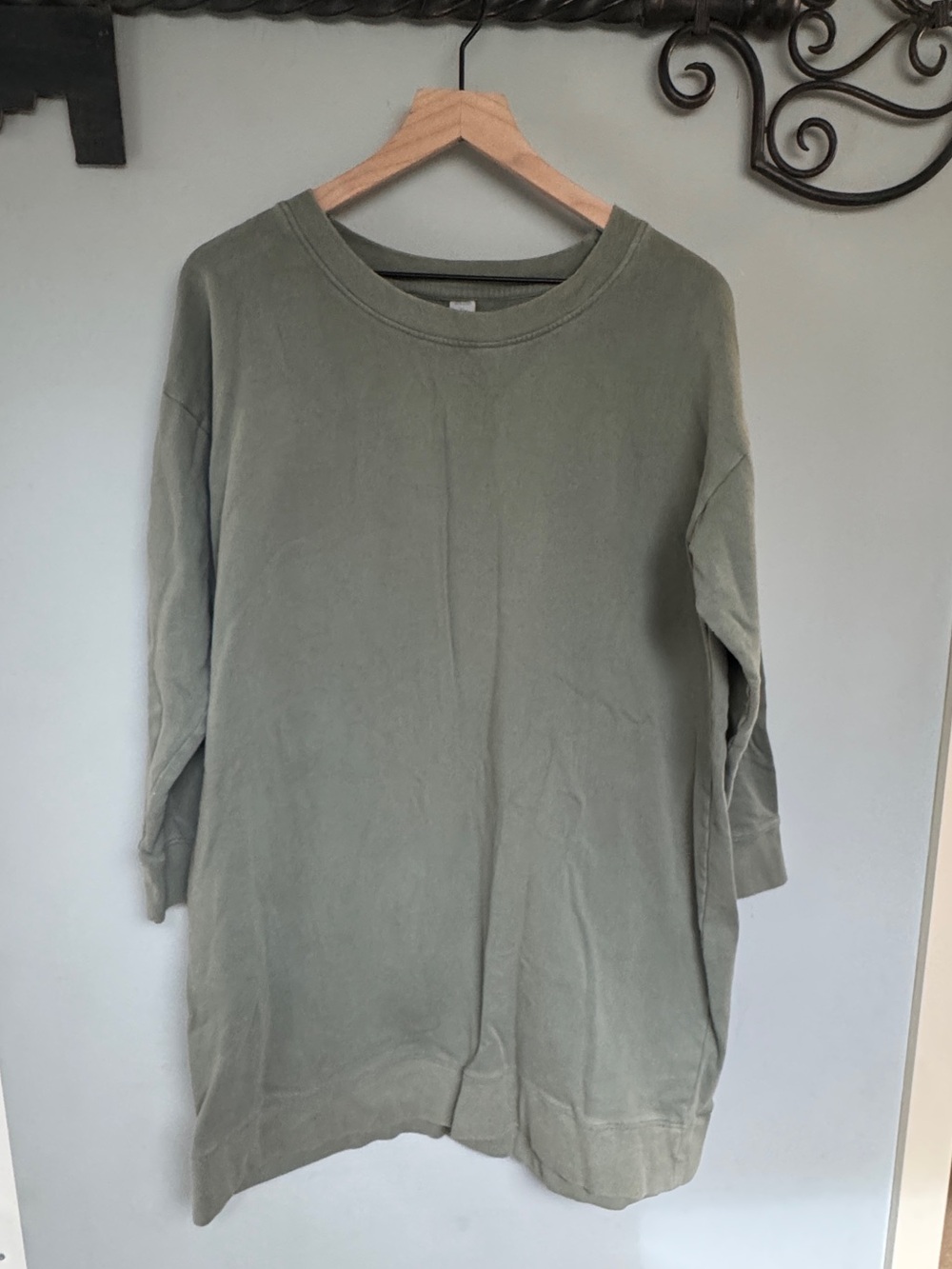 Kate Quinn Olive Green Oversized Crewneck Sweatshirt Dress